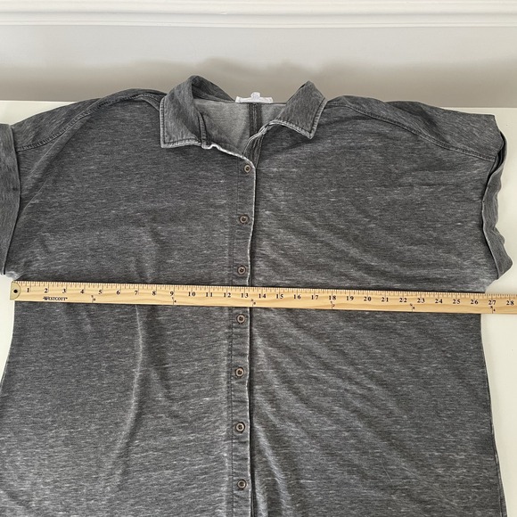 Jane & Delancey Short Sleeve Button Front Knit Shirt Gray 2X Comfy Basic Casual - Picture 9 of 10